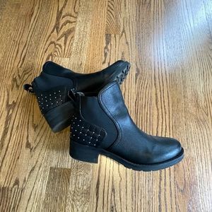 Black studded leather boots